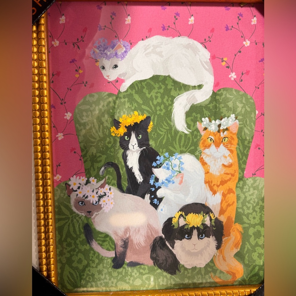 Sapna shah Decorative Cat Print Wall Art - Multicolor